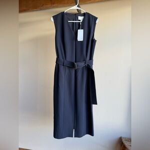 NWT Hugo Boss Women's "Dadorina" Navy V-Neck Belted Sleeveless Pencil Dress 8